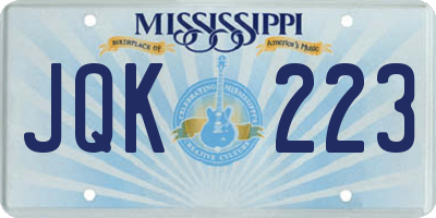 MS license plate JQK223