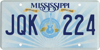 MS license plate JQK224