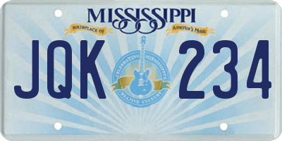 MS license plate JQK234