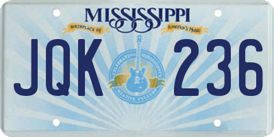 MS license plate JQK236