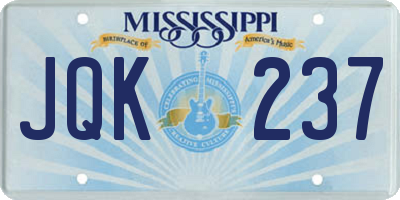 MS license plate JQK237
