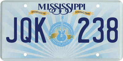 MS license plate JQK238