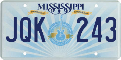 MS license plate JQK243