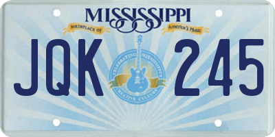 MS license plate JQK245