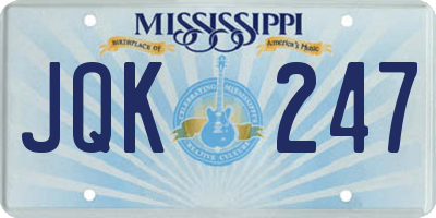 MS license plate JQK247