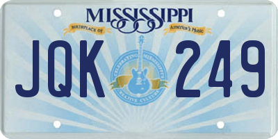 MS license plate JQK249
