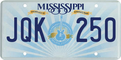 MS license plate JQK250
