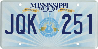 MS license plate JQK251
