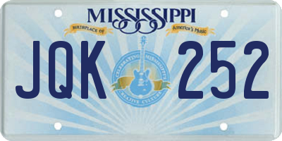 MS license plate JQK252