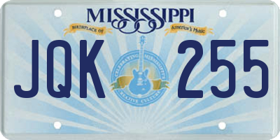 MS license plate JQK255