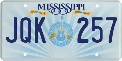 MS license plate JQK257