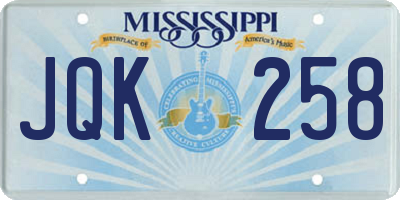 MS license plate JQK258