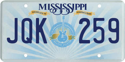 MS license plate JQK259