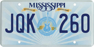 MS license plate JQK260