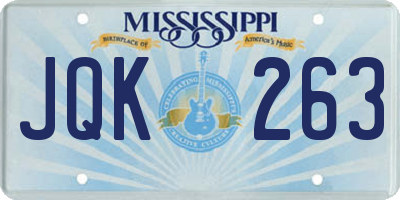 MS license plate JQK263