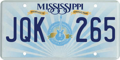 MS license plate JQK265