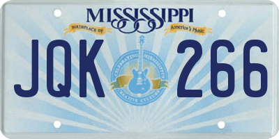 MS license plate JQK266