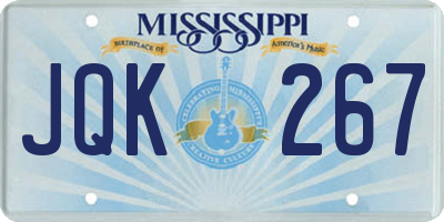 MS license plate JQK267