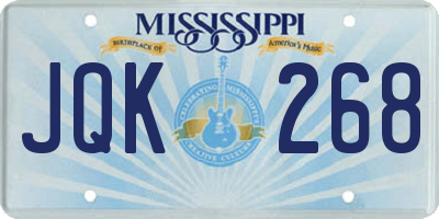 MS license plate JQK268