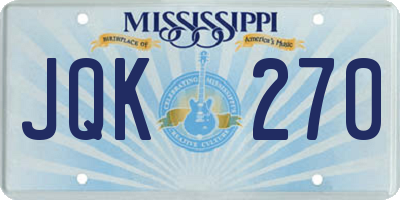 MS license plate JQK270