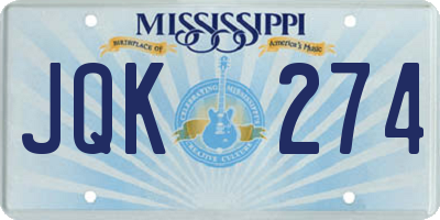 MS license plate JQK274