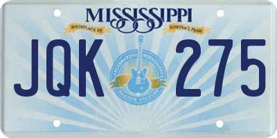 MS license plate JQK275
