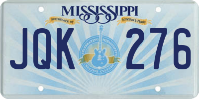 MS license plate JQK276