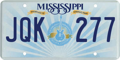 MS license plate JQK277