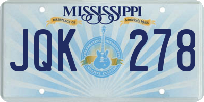 MS license plate JQK278