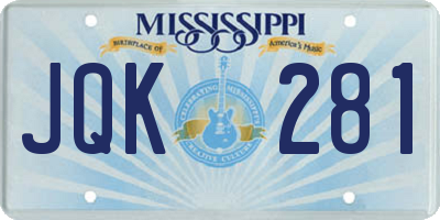MS license plate JQK281