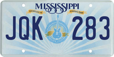 MS license plate JQK283