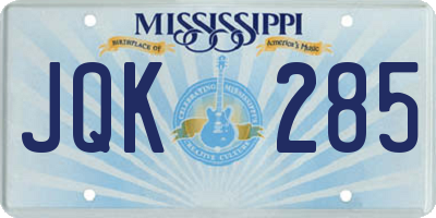 MS license plate JQK285