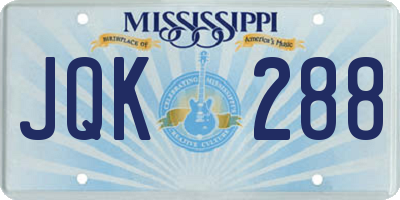 MS license plate JQK288