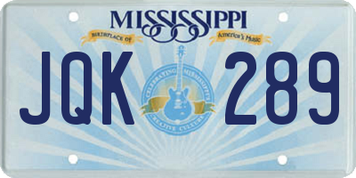MS license plate JQK289