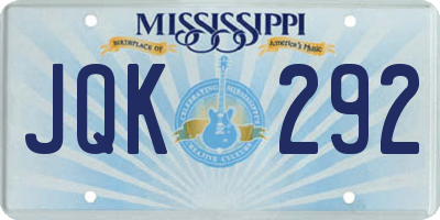 MS license plate JQK292