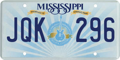 MS license plate JQK296