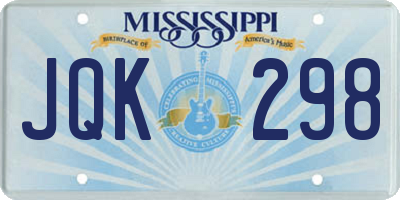MS license plate JQK298