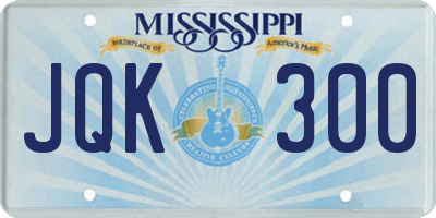 MS license plate JQK300