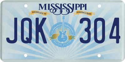 MS license plate JQK304