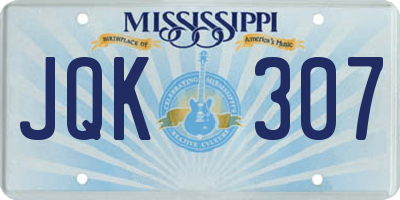 MS license plate JQK307