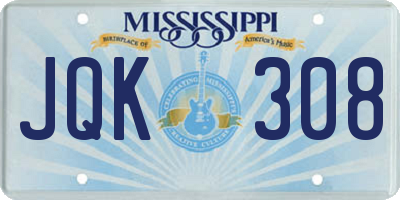 MS license plate JQK308