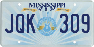 MS license plate JQK309