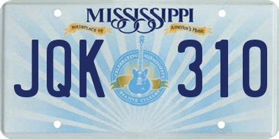 MS license plate JQK310