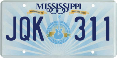 MS license plate JQK311