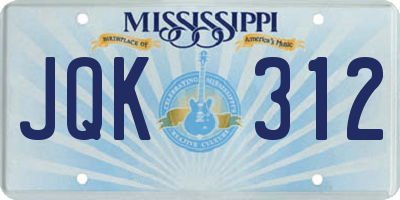 MS license plate JQK312