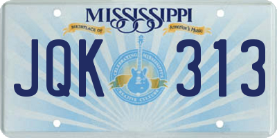 MS license plate JQK313