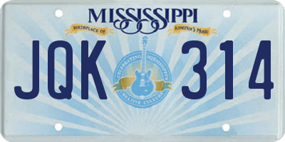 MS license plate JQK314