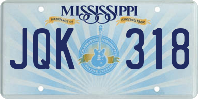 MS license plate JQK318
