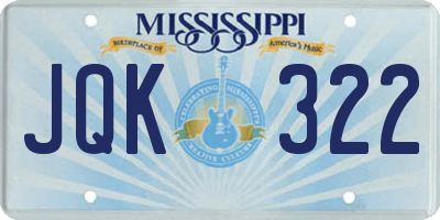 MS license plate JQK322