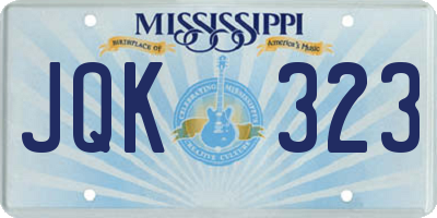 MS license plate JQK323
